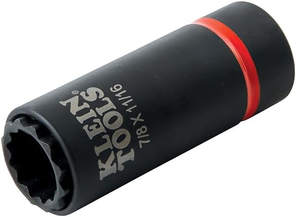 Klein Tools 66014 2-in-1 Impact Socket with 12-Point Deep Sockets, Coaxial Spring Loaded in 7/8- and 11/16-Inch Sizes