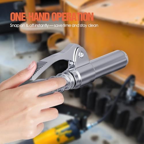 TRILINK Grease Gun Coupler 2-Pack, Quick Release Grease Gun Tips with One-Hand Operation, 6-Jaw Locking, Grease Gun Adapter Fits 1/8" NPT Thread, SAE & Metric Zerk Fittings
