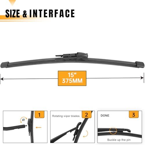 AUTOBOO 15" Rear Wiper Blade Replacement for Porsche Macan Panamera