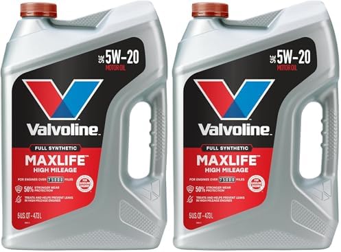 Valvoline Full Synthetic High Mileage with MaxLife Technology SAE 5W-20 Motor Oil 5 QT (Pack of 2)