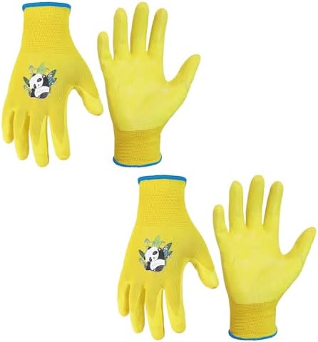 HANDLANDY 2 Pairs Kids Gardening Gloves, Grippy Kids Work Gloves, M