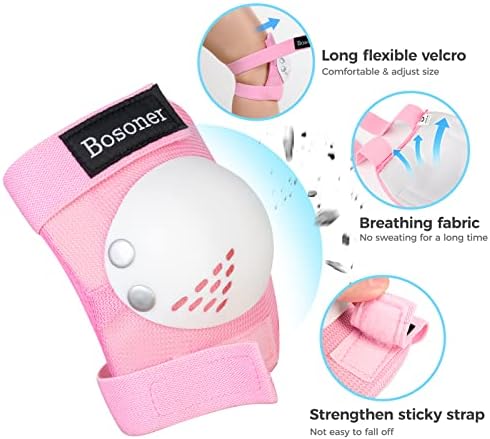 BOSONER Kids/Youth Knee Pad Elbow Pads for Roller Skates Cycling BMX Bike Skateboard Inline Rollerblading, Skating Skatings Scooter Riding Sports