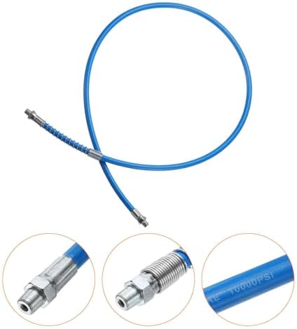HARFINGTON Grease Gun Hose 47.6" 10000 PSI Spring Flex High Pressure Quick Release Grease Replacement with Coupler 1/8" NPT Threads for Grease Gun, Blue