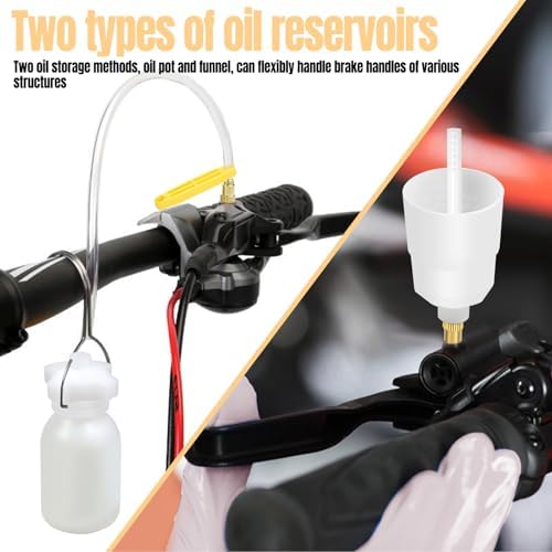 Brake Bleed Kit for Shimano,TEKTRO, TRP Hydraulic Disc Brakes, Bike Hydraulic Brake Bleed Kit with 180 ml Mineral Oil Brake Fluid, Metal adapters, for MTB/Road Bike Brake