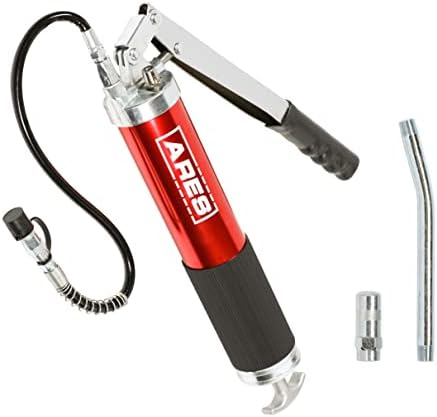 ARES 53013 – Professional Lever Action Grease Gun - 400cc Bulk and 14 Ounce Cartridge Loading - 4500 PSI Working Pressure Rating – 18-Inch Flex Hose and 6-Inch Offset Extension