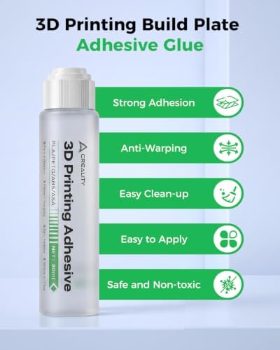 Creality Official 3D Printer Adhesive Glue 2PCS, 80mL Printing Glue for Build Plate, Reduces Warping and Shedding, Compatible with PLA PETG ABS ASA and All FDM 3D Printers