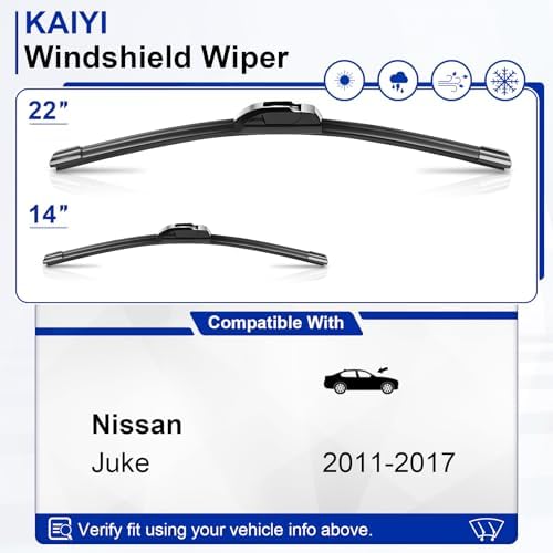 KAIYI 22" + 14" Windshield Wipers Compatible with Nissan Juke 2011-2017 Premium Automotive Replacement Windshield Wiper Blades 2 Pack