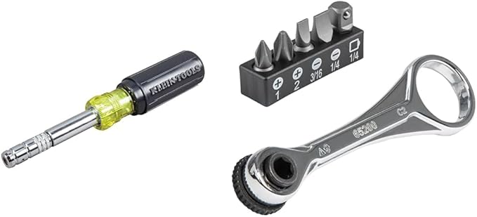 Klein Tools 8-in-1 Magnetic HVAC Slide Drive Screwdriver/Nut Driver Set with 5-Piece Mini Ratchet Set for Tight Spaces