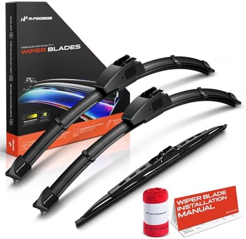 A-Premium 18"+18"+13" Windshield Wiper Blades with Wear Indicator & Towel
