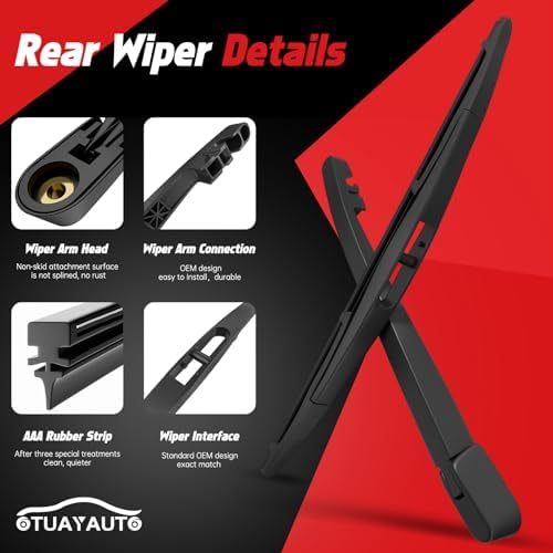 OTUAYAUTO Rear Windshield Wiper Arm Blade Replacement for Honda CRV CR-V 2007-2011 Rear Wiper Kits Assembly Complete Set OEM 76720-SWA-003 Accessories Parts