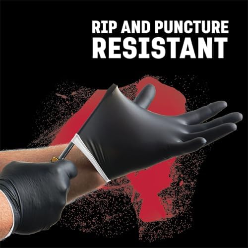 Venom Steel Nitrile Gloves, 6 mil Disposable Latex Free Black Gloves, 2 Layer Rip Resistant Gloves, XX-Large (Pack of 90)