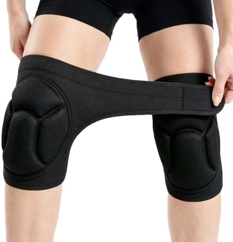Adjustable Knee Pads with Soft Foam for Gardening, Men Women, Black M