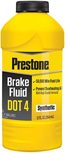 Prestone AS800Y-6PK DOT 4 Brake Fluid, Synthetic, High Grade, 50,000 Mile, 12 oz., (Pack of 6)