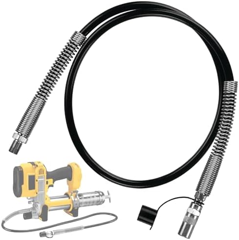 Upgrade DCGG5703-42 42 Inch Grease Gun Hose compatibles with DE-WALT 1/8" NPT Handheld Grease Gun,10, 000 PSI.(With Hp Coupler,Free dust cap)