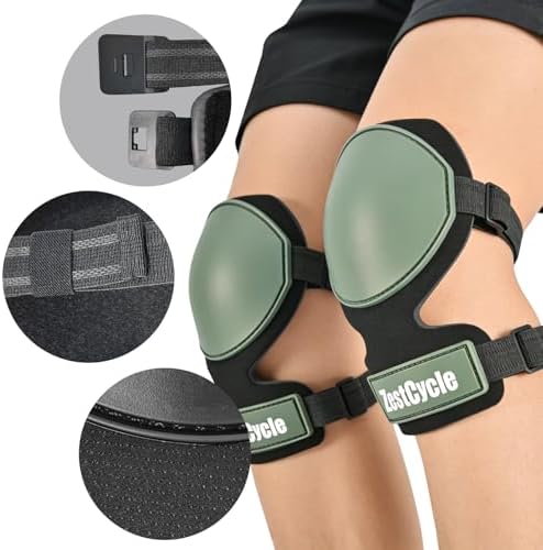 Tactical Knee Pads for Work, Hunting, Construction, Gardening, Paintball w/Foam Padding, Hard Shell & Adjustable Straps (Green)