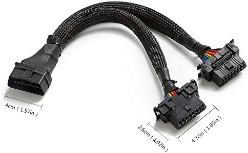 bbfly-B6 OBD2 Splitter 16 Pin OBD II Splitter Extension 1x Male and 2X Female Extension Cable Adapter (1FT/30CM) (1Pack) (Pack of 2)