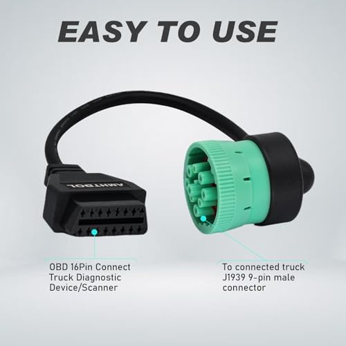 J1939 9 Pin OBD2 Adapter Cable,Truck 9 Pin to OBD2 16 Pin Connector
