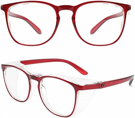 Alsenor Safety Glasses Anti Fog Goggles Protective Eyewear Blue Light Blocking Anti Dust UV Protection Glasses For Men Women (Red)