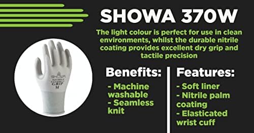 SHOWA Atlas 370B Professional Nitrile Work Gloves,for Landscaping, Gardening & Assembly, General Purpose Gloves