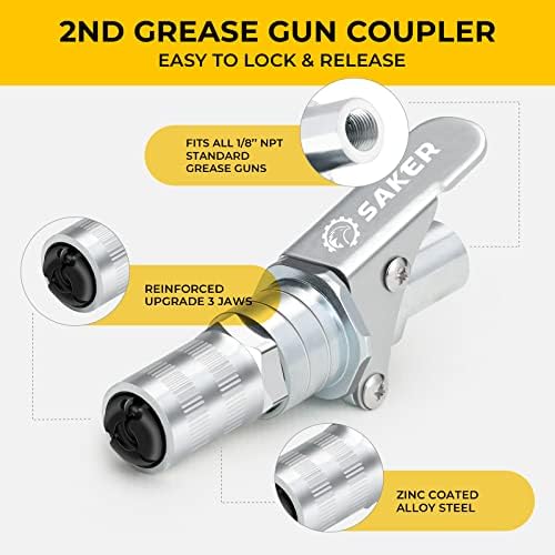 Saker Grease Gun Coupler-Upgrade to 14000 PSI(3 PCS)