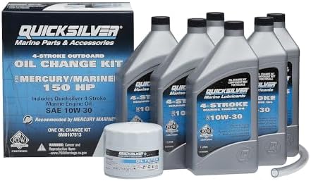 Quicksilver 4-Stroke Oil Change Kit – for Mercury Outboard Engines – 15, 20, 25, 30, 40, 50, 60, 75, 90, 115, 150, 175, 200, 225, 250, 300, 350, 400 HP