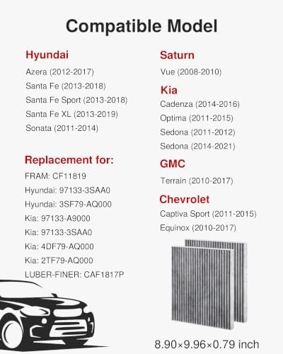 Puroma Cabin Air Filter Activated Carbon for CF11819 Hyundai KIA GMC Saturn