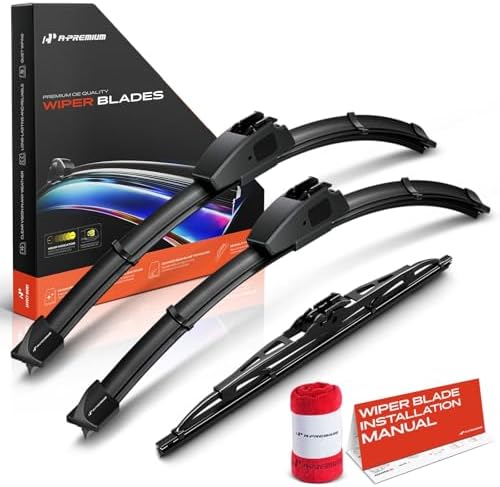 A-Premium 17"+16"+11" Windshield Wiper Blades with Wear Indicator & Towel