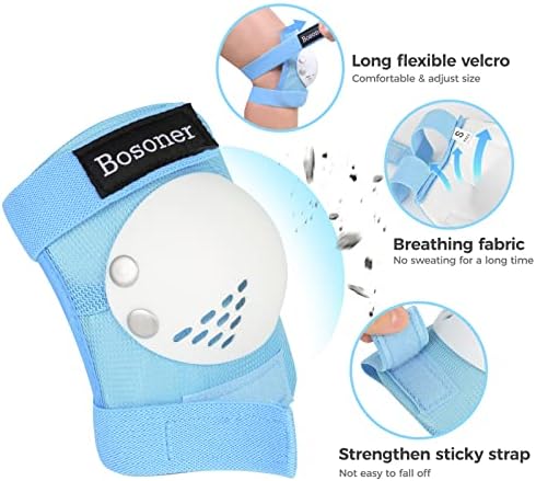 BOSONER Kids/Youth Knee Pad Elbow Pads for Roller Skates Cycling BMX Bike Skateboard Inline Rollerblading, Skating Skatings Scooter Riding Sports