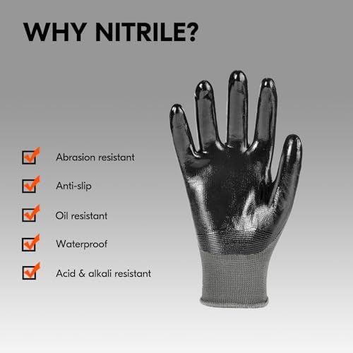 Vgo... 10Pairs Non-Slip Safety Work Gloves,Nitrile Coated (NT2110,S)