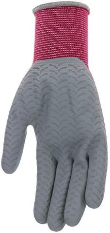 John Deere JD37216-WML Women's Nitrile Textured Grip, Abrasion Resistant, Slip Resistant, Pink, Gray, Medium