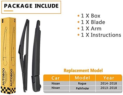 Rear Wiper Arm Blade Replacement for Nissan Rogue Pathfinder 2013-2020