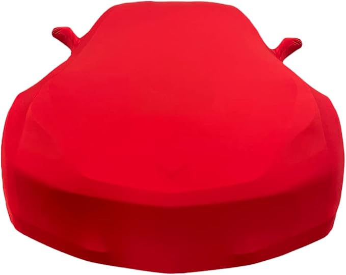 C7 Corvette Indoor Car Cover - Custom Fit Ultraguard Stretch Satin Dust Proof, High End with Storage Bag for 2014-2019 Stingray, Z51, Z06, Grand Sport Corvettes (Red)