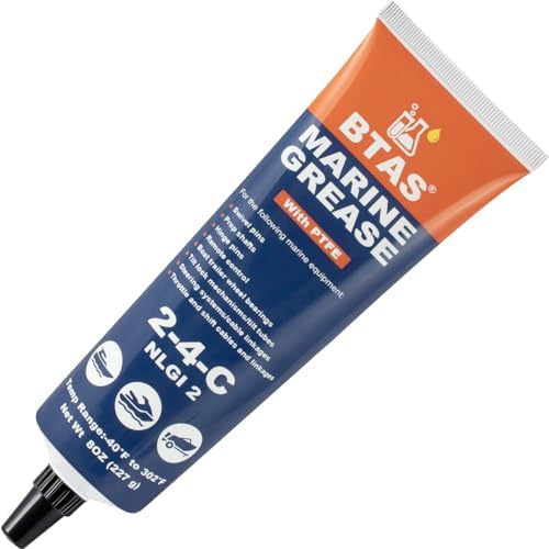 BTAS 2‑4‑C Marine Grease with PTFE for Boat, Bearing, Prop, Trailer 8oz