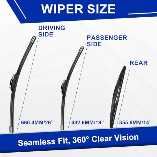 KAIYI 3 Pack Windshield Wipers Compatible with Nissan Murano 2003-2006