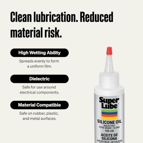 Super Lube Silicone Oil High & Low Temp CST (Clear, 4oz Bottle) | NSF Certified Food Grade & Clean | High and Low Temp Stable