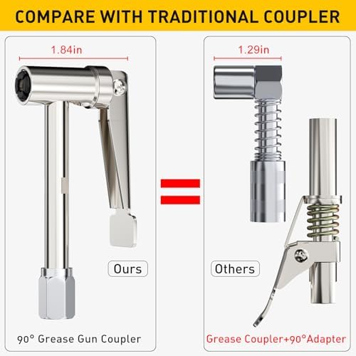 90° Degree Right Angle Grease Gun Coupler Zerk Fittings Adapter Set