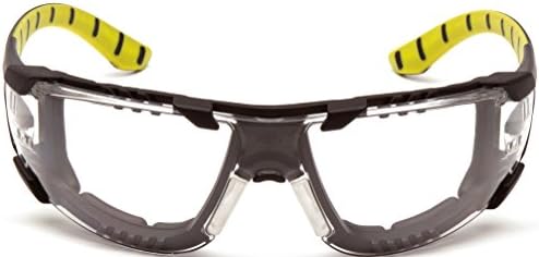 Pyramex Endeavor Plus Safety Glass Black/Gray Frame With Foam Padding Clear H2MAX Anti-fog Lens