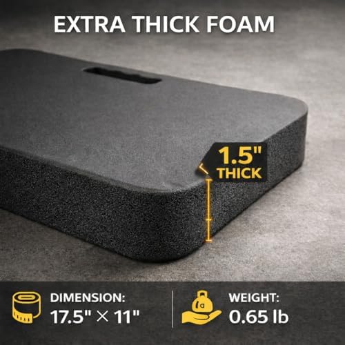 Gardzen Extra Thick Kneeling Pad for Gardening and Work, 1.5 Inch Soft NBR Foam Knee Cushion for Bathing Baby, Large Kneeler Mat for Yoga Exercise, 18x11 Inch, Black