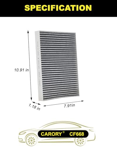 CARORY Cabin Air Filter w/Activated Carbon for Chrysler 300 (2011-2023), Dodge Charger (2011-2023), Challenger (2011-2023), OE# 68071668AA, CF11668, XC26176, C26176, CF668