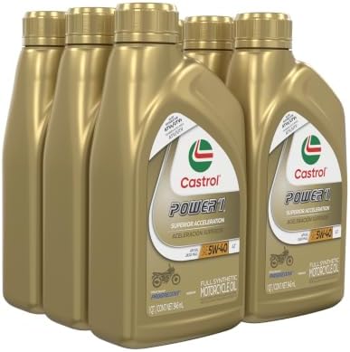Castrol Power1 4T 5W-40 Full Synthetic Motorcycle Oil, 1 Quart, Pack of 6