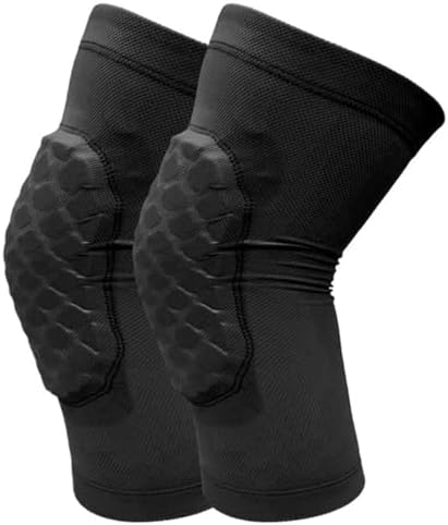 Basketball Knee Pads for Kids Volleyball Knee Pads, Honeycomb Basketball Sleeves Baseball Sleeves Youth Boys & Girls, Knee Savers for Catchers Youth Wrestling Soccer Football Volleyball Roller Skating (Black, Large)