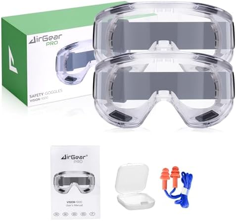 AirGearPro Vision-1000 Anti-Fog Safety Goggles, ANSI Z87.1 Anti-Scratch