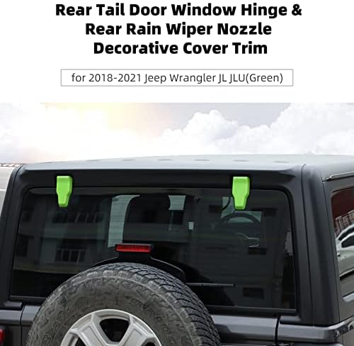 Rear Tail Door Window Hinge & Rain Wiper Nozzle Decorative Cover Fit for 2018-2025 Jeep Wrangler JL JLU(Green)