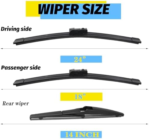 24"+18"+14" Windshield Wiper Blade Replacement Kit for 2016-2022 CX-9/2017-2022 CX-5 - OEM Quality All Season Windshield Wiper Top Lock (Set of 3)