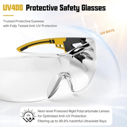 12 Pack Clear Safety Glasses Bulk for Men Women ANSI Z87.1 UV Protection