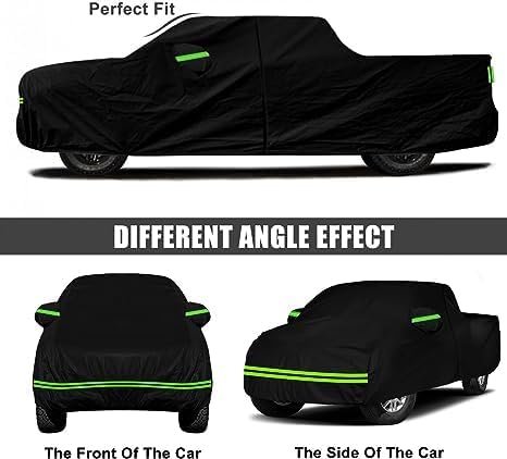 Waterproof Car Cover 236×82×81in Compatible with Chevrolet Silverado & GMC Sierra 1500/2500/3500 2014-2025, 420D All Weather Car Cover with Zipper Door for Snow Rain Dust Hail Protection