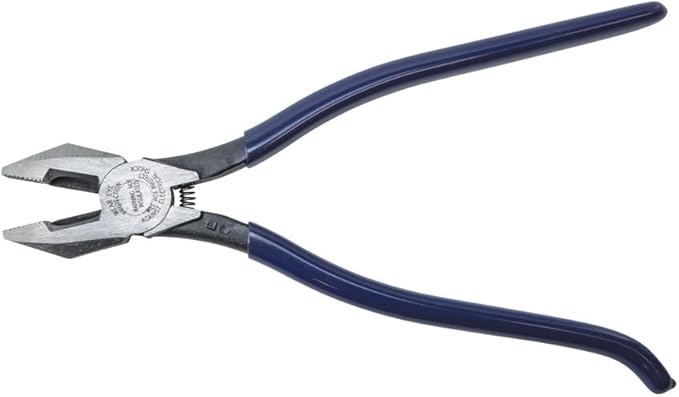 Klein Tools D201-7CST Ironworker Pliers, Spring Loaded Side Cutters, Twists and Cuts Annealed Rebar Tie Wire, Heavy-duty Knurled Jaws, 9-Inch Long