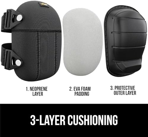 GORILLA GRIP® Knee Pads for Work, Gel Cushion Soft Foam for Men Black