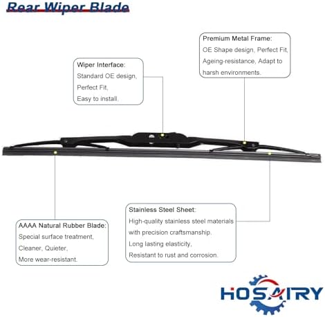 Rear Wiper Arm Blade Set for Dodge Grand Caravan 2011-2019, for Chrysler Town and Country 2011-2016 Rear Windshield Wiper Arm Blade Assembly 68078306AA