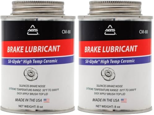 AGS Automotive Solutions Ceramic-Glyde Silicone Brake Lubricant – 8oz Brush Top Can, Advanced Noise Reduction, Exceptional Brake Pad Protection, Reliable Performance (Pack of 2)